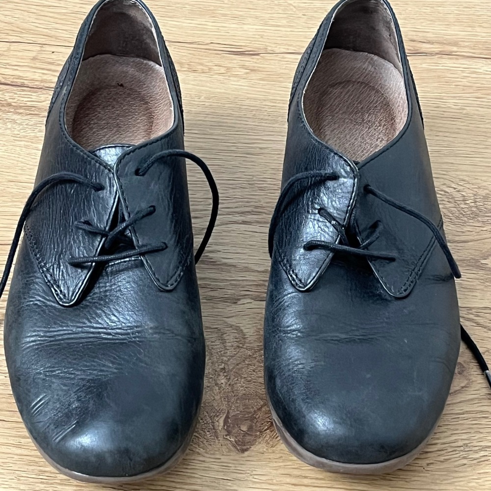 Dansko Dark Academia Oxford Shoes Womens 39 Black Leather Burnished Heel Louise - Picture 5 of 12